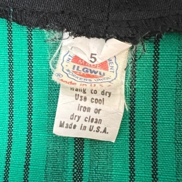 Union Made Blazer Size 5 / 6 Medium Cropped Green Black Stripe 1955 - 95 VINTAGE - Picture 2 of 9